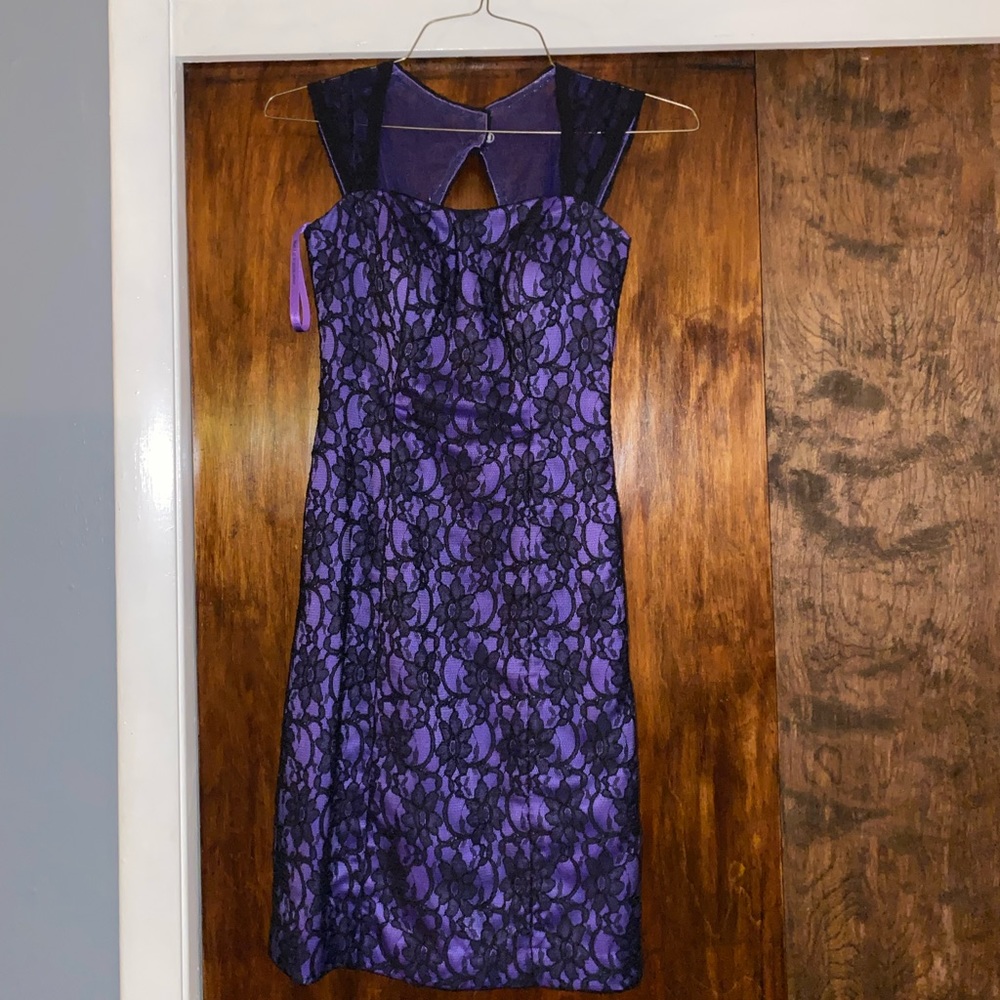 Purple lace bridesmaid dress